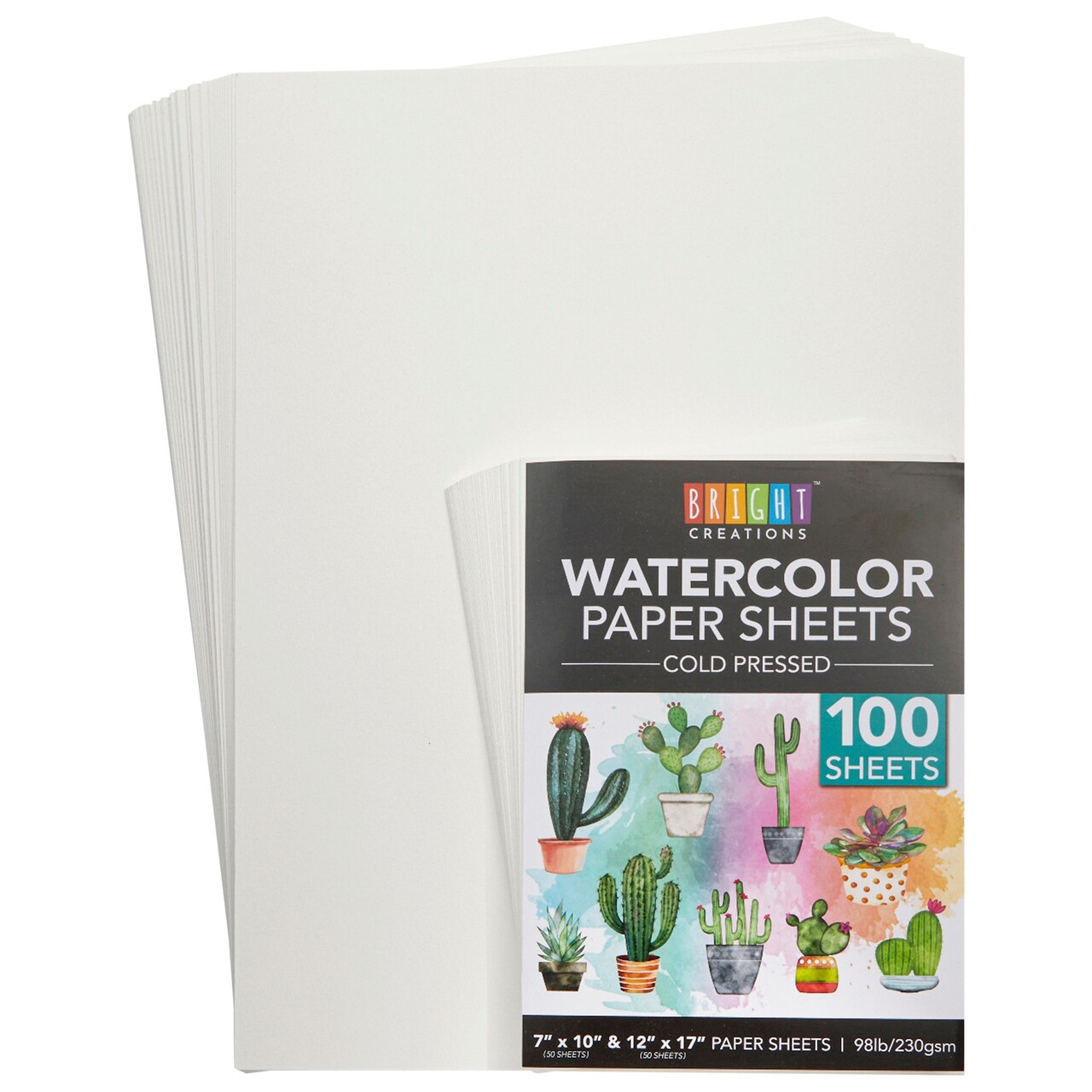 100 Sheets Cold Pressed Watercolor Paper (7x10 inches, 12x17 inches) for Artists Students & Beginners